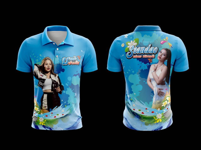เสื้อพิมพ์ลาย Full Sublimation ลาย Seandao สีฟ้าสดใส พร้อมรูปภาพ