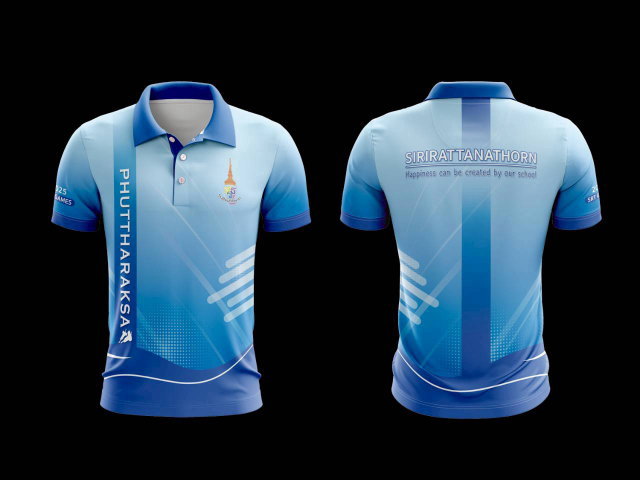 แบบเสื้อโปโลสีแดง กีฬาสีโรงเรียนสิริรัตนาธร ดีไซน์ลายพุทธรักษา